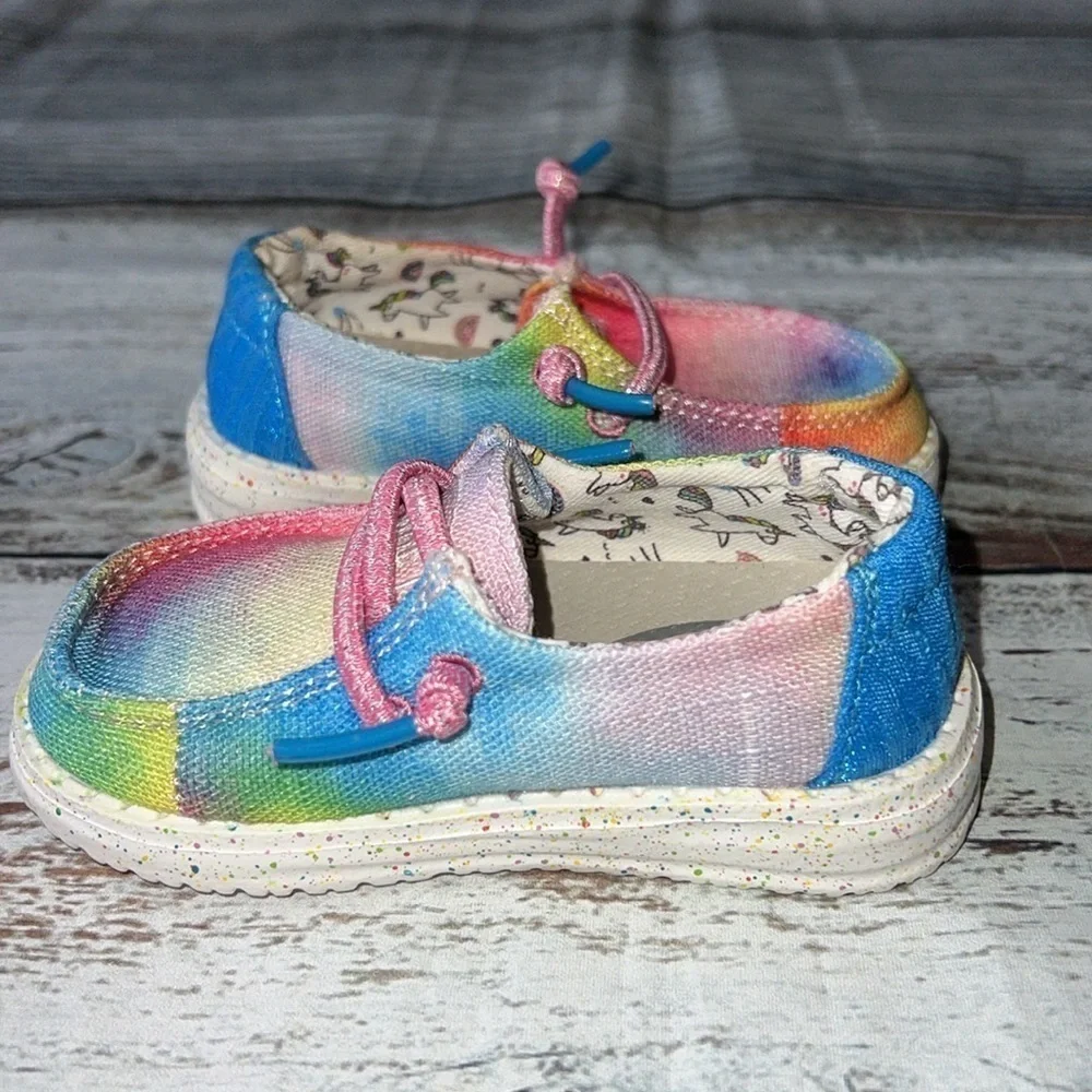 Heydude Girls Toddler Slip-On Shoes Unicorn Inside Multi Color Size K5.